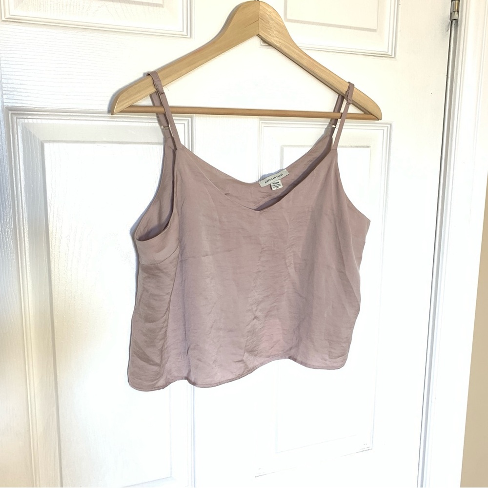 American Eagle Dusty Pink Satin Cropped Cami Top | Women’s Medium